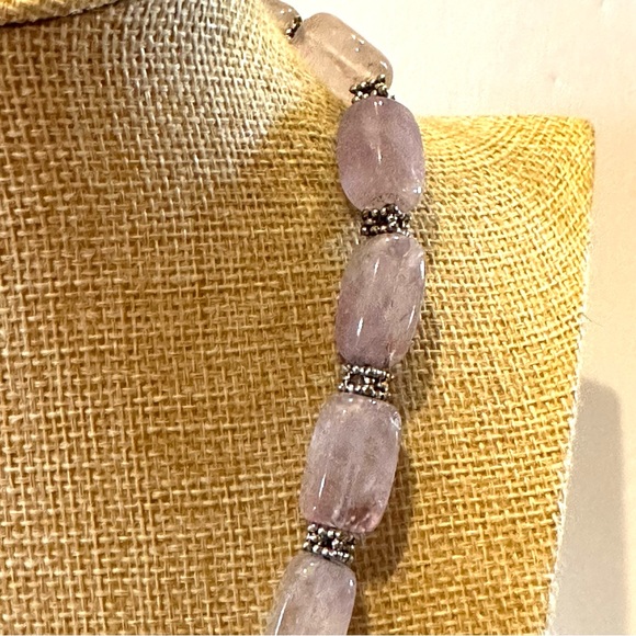 Gorgeous Amethyst Gemstone Necklace- genuine bead stones w/ silver tone spacers - Picture 7 of 11